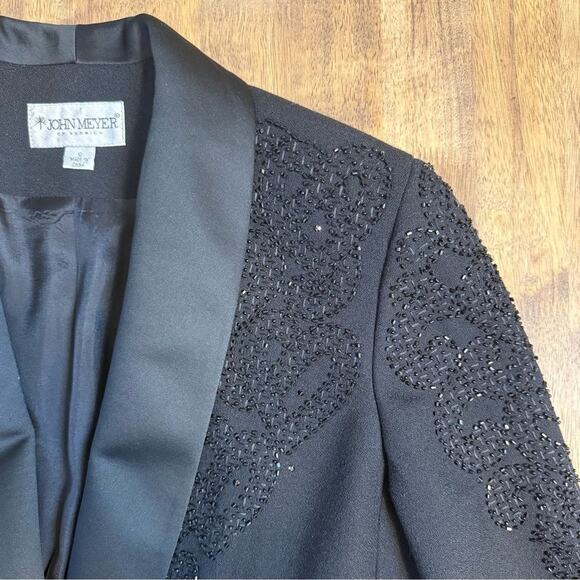 John Meyer of Norwich Women’s VTG 100% Wool Beaded Double-Breasted Blazer Sz 10 - Picture 5 of 10